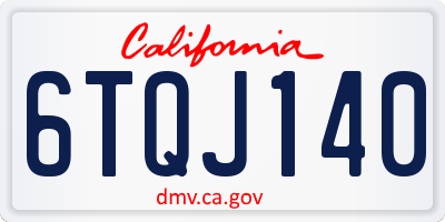 CA license plate 6TQJ140