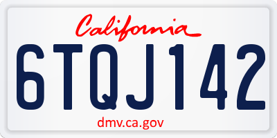 CA license plate 6TQJ142