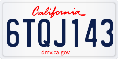 CA license plate 6TQJ143