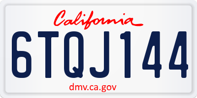 CA license plate 6TQJ144