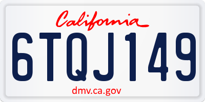 CA license plate 6TQJ149