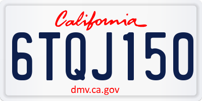 CA license plate 6TQJ150