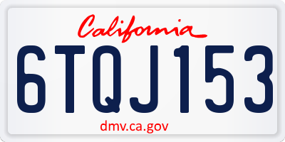 CA license plate 6TQJ153