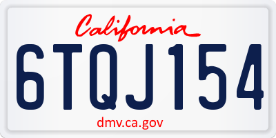 CA license plate 6TQJ154