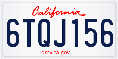 CA license plate 6TQJ156