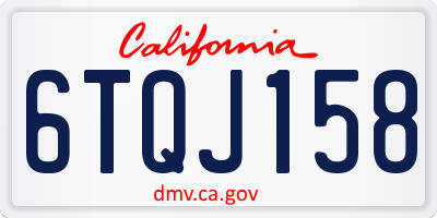 CA license plate 6TQJ158