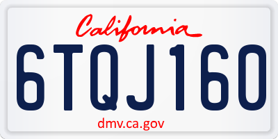 CA license plate 6TQJ160