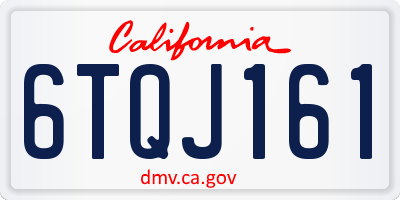 CA license plate 6TQJ161