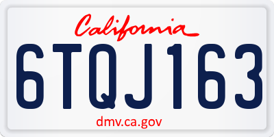 CA license plate 6TQJ163