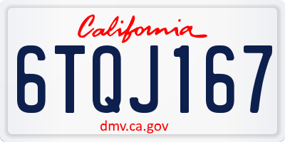 CA license plate 6TQJ167