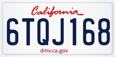 CA license plate 6TQJ168