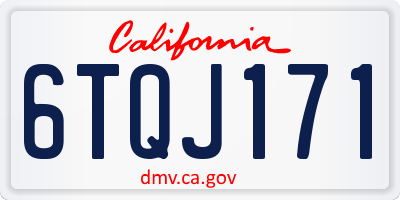 CA license plate 6TQJ171