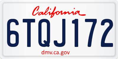 CA license plate 6TQJ172