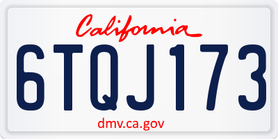 CA license plate 6TQJ173