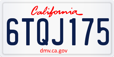 CA license plate 6TQJ175