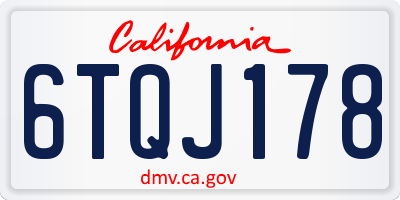 CA license plate 6TQJ178