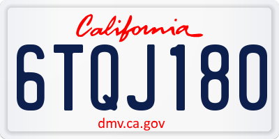 CA license plate 6TQJ180