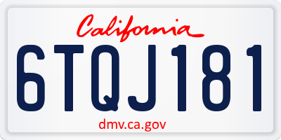 CA license plate 6TQJ181