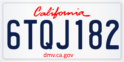 CA license plate 6TQJ182