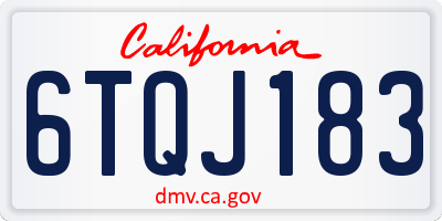 CA license plate 6TQJ183