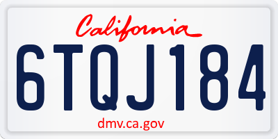 CA license plate 6TQJ184