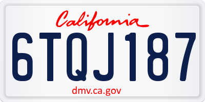 CA license plate 6TQJ187