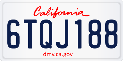 CA license plate 6TQJ188