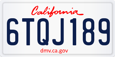 CA license plate 6TQJ189