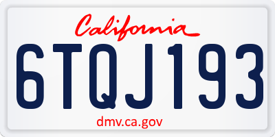 CA license plate 6TQJ193