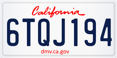 CA license plate 6TQJ194