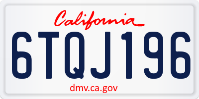 CA license plate 6TQJ196