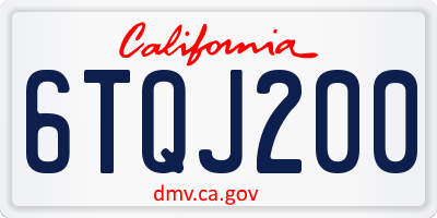 CA license plate 6TQJ200