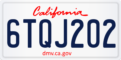 CA license plate 6TQJ202