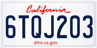 CA license plate 6TQJ203