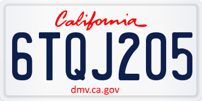 CA license plate 6TQJ205