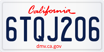 CA license plate 6TQJ206