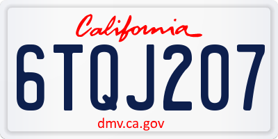 CA license plate 6TQJ207