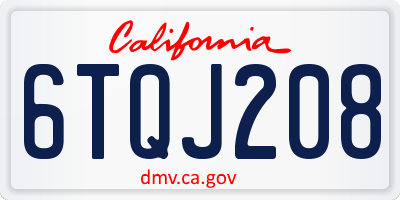 CA license plate 6TQJ208
