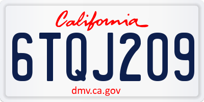 CA license plate 6TQJ209