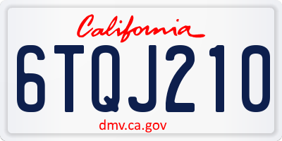 CA license plate 6TQJ210