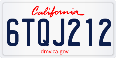 CA license plate 6TQJ212