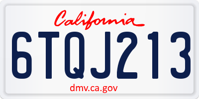 CA license plate 6TQJ213