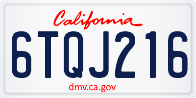 CA license plate 6TQJ216