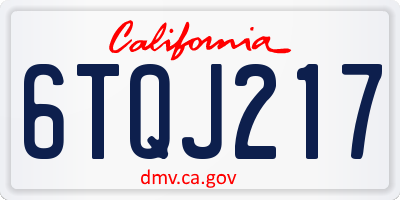 CA license plate 6TQJ217
