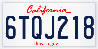 CA license plate 6TQJ218