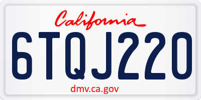 CA license plate 6TQJ220