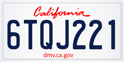CA license plate 6TQJ221