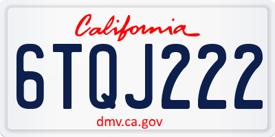 CA license plate 6TQJ222