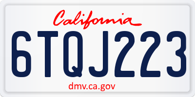 CA license plate 6TQJ223