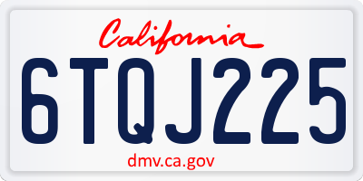 CA license plate 6TQJ225